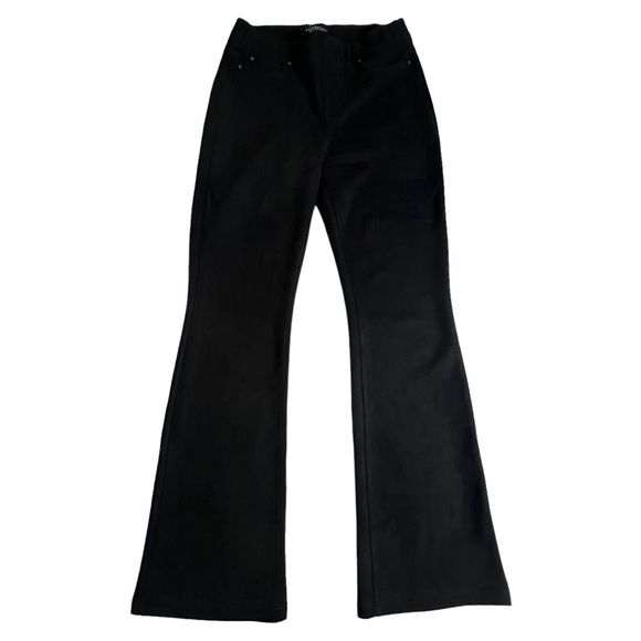 Liverpool Womens Black Faux Suede Mid Rise Pull On Bootcut Pants 4 - Picture 2 of 8